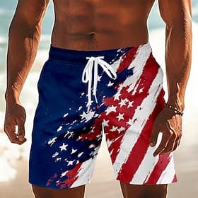 4 juli 2026 250e Voor heren Amerikaanse vlag Lange zwembroeken Badpakken Zwembroeken Boardshorts Medium Taille Vaderlandslievend Dagelijks Feestdagen Zijzakken thumbnail 3