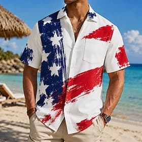 4 juli 2026 250e Voor heren Amerikaanse vlag Overhemd Zomer overhemd Korte mouw Vaderlandslievend Dagelijks Streetwear Zomer Lente Strijkijzer 3D-afdrukken Voo thumbnail 3