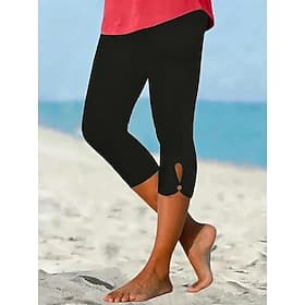 Women's Capri Pants Leggings Elegant Capris High Waist Black White Purple ash-colored Summer Spring Fall