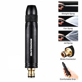 Home High-Pressure Car Wash Water Gun with Booster Nozzle, Copper Barrel Aluminum Alloy Grip, Powerful Water Spray for Car Cleaning, Patio, Garden, Outdoor Cl