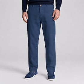 Men's Cotton Linen Blend Dress Pants - Comfort Straight Leg Trousers - Navy Blue