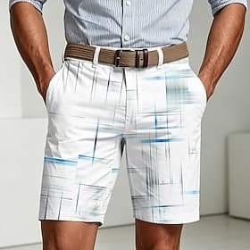Men's Gradient Line Abstract Art Bermuda Shorts Casual Shorts Golf Shorts Mid Waist Business Casual Daily Work Beach Vacation Wear Flat Front Shorts with 4 Poc thumbnail 2