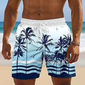 Herren Kokospalme Tropische Pflanzen Badehosen Badeanzüge Badeshorts Boardshorts Mittlere Taille Hawaiianisch Täglich Strandurlaub Seitentaschen Netzfutter Ela thumbnail 10