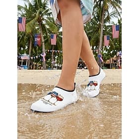 Women's Patriotic Wine Glass Water Shoes – Lightweight Wide Fit Quick-Dry USA Beach Aqua Socks for for Independence Day, Beach, Poolside  Water Sports