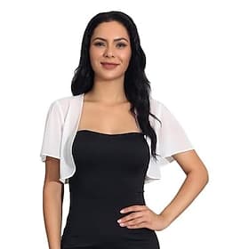 Women's Wrap Shrug Mother's Wraps Bridal's Wraps Wedding Guest 's Wraps Elegant Ladies Formal Style Short Sleeve Chiffon Wedding Wraps With Pure Color For Dail