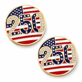 2 Pcs U.S. 250th Anniversary Brooch, American Flag Enamel Lapel Pins, Patriotic USA 1776-2026 Commemorative Rhinestone Badge, Independence Day Memorial Day Col