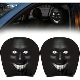 Fundas divertidas y aterradoras para reposacabezas de coche (2/4 unidades) con diseño de cara espeluznante, broma para asientos delanteros, regalo de Halloween