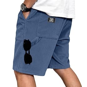 Men's Cargo Shorts Shorts Casual Shorts Corduroy Shorts Pocket Elastic Waist Plain Comfort Breathable Knee Length Casual Outdoor Beach Vacation Fashion Khaki B