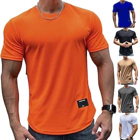 Homme Couleur Unie T-shirt de course Été Manche Courte Occasionnel Athleisure Séchage Rapide Doux Respirant Entraînement en salle Course Marche Jogging Bleu Gr