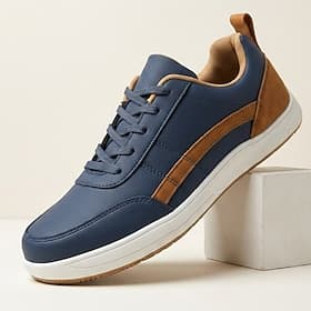 Men's Vintage Casual Daily PU Leather Lightweight Comfortable Slip Resistant Lace-up Yellow Blue Gray Summer Spring Fall