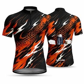 Men's Rash Guard Cycling Jersey Abstract Short Sleeve Bike Jersey Activewear Top with 3 Rear Pockets UV Resistant Quick Dry With Pockets Front Zipper Sports Or thumbnail 2