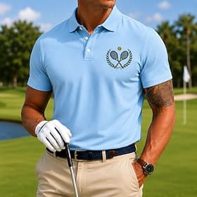 Men's Golf Sports Polo Shirts Short Sleeve Polo Shirts Collared Shirts Casual Athleisure 3D Print Buttons Breathable Mesh Summer Spring Blue White Light Purple