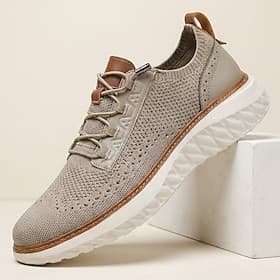 Homme ancien Occasionnel Quotidien Tricoté Cuir PU Confortable Respirant À lacets Kaki Noir Bleu Été Printemps Toutes saisons thumbnail 2