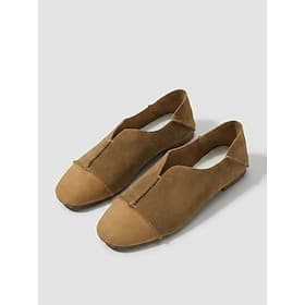 Women's Square Toe Ballet Flats – Soft Faux Suede Slip-On Shoes with Lightweight Flexible Non-Slip Sole and All-Day Support for Casual Work, Travel, Shopping a