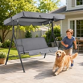 Swing Canopy Cover Replacement 2 3 Seater Patio Swing Chair Cover Set Waterproof 210D Oxford Awning and Seat Cushion Cover for Outdoor Garden Porch