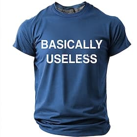 T-shirt homme à imprimé graphique sarcastique et humoristique «essentiellement inutile», coupe slim, style streetwear décontracté, tailles S, M, L, XL, XXL,