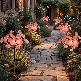 Lot de 2 lampes solaires de jardin étanches à LED en forme de branches de pommier, idéales pour décorer une allée, une pelouse, une terrasse, un jardin, une vi