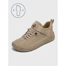 Women's Khaki Wide Width Comfort Walking Shoes – Extra Wide Toe Box Casual Sneakers with Soft Leather Upper  Flexible Non-Slip Sole for Travel, Outdoor and Eve