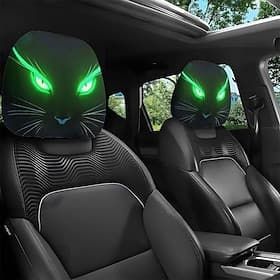 Lot de 2 ou 4 housses d'appuie-tête de voiture à motif œil de chat phosphorescent, élastiques, légères et lavables, idéales pour les longs trajets et les escap