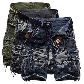 Homme taille confortable Pantalon cargo Shorts cargo Shorts Short décontracté Multi-poches Poche à Rabat Camouflage Coupe-vent Portable Longueur Genou Occasion