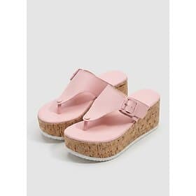 Women's Beach Vacation Beach Vacation Wedge Round Toe Vacation Faux Leather Loafer Black White Pink