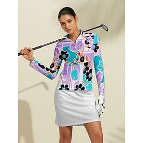 Femmes T-shirt POLO Violet manche longue Top Vêtements de golf pour femmes, tenues, vêtements thumbnail 3