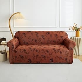 Printed Stretch Sofa Cover with Free Pillow Case, Elastic Couch Slipcover for Loveseat and 2 Cushion Couch