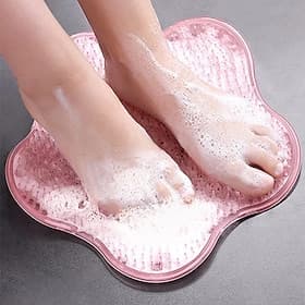 Tapis de douche exfoliant pour les pieds avec ventouses antidérapantes, tapis de nettoyage pour le dos et les pieds, tapis de bain exfoliant, ventouses murales
