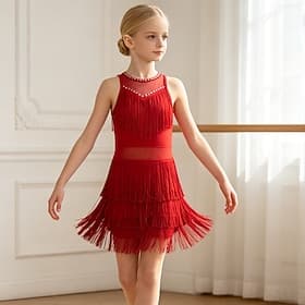Danse Latine Robe Gland Couleur unie Épissage Femmes Entraînement Performance Sans manches Naturel Poly thumbnail 2