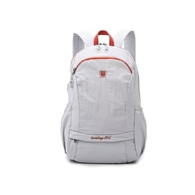 Unisex White and Red Casual Backpack, Lightweight School and Outdoor Bag for Campus, Hiking, and Daily Use, Multi-Pocket Design for Men and Women