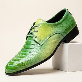 Men's Classic Wedding PU Leather Comfortable Lace-up White / Green Summer Spring Fall thumbnail 2