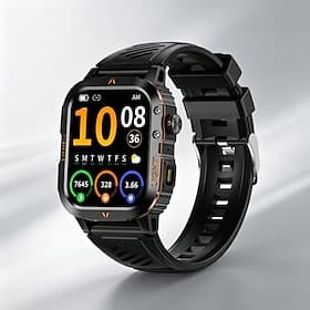 Montre connectée militaire robuste pour homme avec appels Bluetooth, batterie ultra-longue autonomie de 1000 mAh, lampe torche LED, plus de 100 modes sportifs,