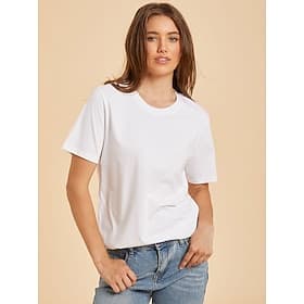 Femmes T-shirt Chemise en coton Couleur Unie Mode Élégant Basique Manche Courte Col ras du cou Hauts Réguliers Occasionnel Quotidien Sortir Bleu Kaki Noir Blan