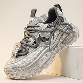 Men's Sporty Casual Daily PU Leather Fabric Comfortable Slip Resistant Flexible Lace-up White Beige / White Black Summer Spring All Seasons