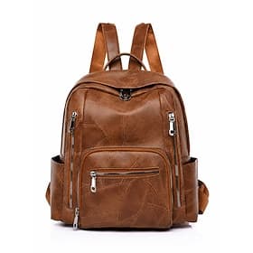Women Vintage Leather Backpack, Large Capacity Anti-Theft Travel Bag with Multi Pockets for College, Work, Shopping  Daily Commute
