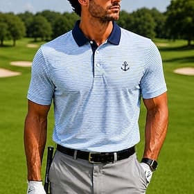 Homme Golf Polos de Sport Manche Courte Polos Chemises à Col Occasionnel Athleisure Impression 3D Boutons Maille Respirante Printemps  Été Bleu Violet Vert