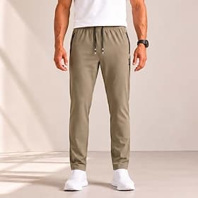 Men's Quick Dry Casual Pants - Moisture-Wicking Lightweight with Zipper Pockets