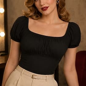 Années 1950 Rétro Vintage Blouse / Chemise Gigot / Ballon Col romain Déguisement Femmes Fête du thé Adulte Blouses