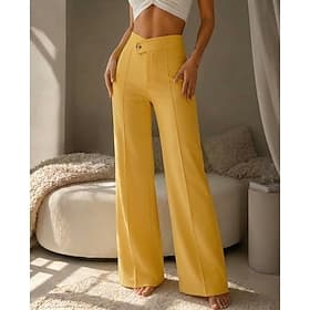 Women's Pants Trousers Straight-Leg Trousers Vintage Fashion Casual Daily Full Length High Waist Plain Inelastic Vacation Formal Blue Violet Black Yellow Fall