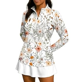 Women's Floral Tops Sport Shirt Tennis Shirt Tennis Top Long Sleeve Zipper Floral UPF50 UV Resistant High Elasticity Moisture Wicking Breathable Volleyball Ten thumbnail 2