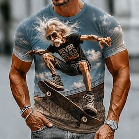 Men's Old Man T Shirt Short Sleeve T shirt 3D Print Crew Neck Shirt Funny Casual Daily Street Blue Black Summer Spring Clothing Apparel S M L XL 2XL 3XL thumbnail 2