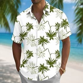 Homme Cocotier Plantes Tropicales Chemise hawaïenne Chemises tropicales Chemise Aloha Manche Courte Hawaïen Quotidien Vacances à la Plage Été Printemps Col Rab