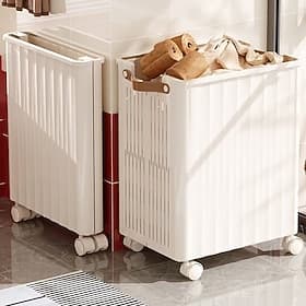 Grand chariot à linge roulant en polypropylène avec roulettes - distributeur multifonctionnel de produits d'hygiène personnelle avec poignée - solution de rang