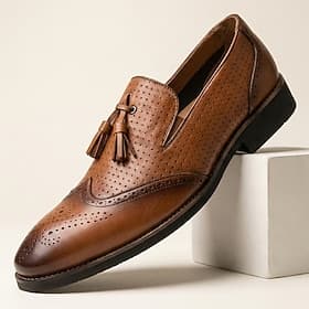 Men's Vintage Casual Daily PU Leather Comfortable Breathable Lace-up Black Yellow Summer Spring Fall