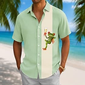 Homme Animal Grenouille Chemise Chemise d'été Chemise Boutonnée Manche Courte Drôle Quotidien Extérieur Vacances Été Printemps Col Rabattu Impression 3D chemis