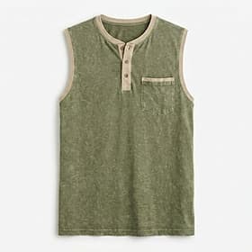 Men's Tank Top Vest Top 100% Cotton Acid Wash Shirt Sleeveless Round Neck Henley Summer Spring Plain Fashion Casual Color Block Garment Dyed Faded Casual Vacat thumbnail 2