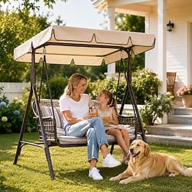 Swing Canopy Cover Replacement 210D Waterproof Oxford Patio Swing Top Cover Outdoor Garden Swing Awning Cover Sunshade Rainproof Dustproof Roof Cover for Porch
