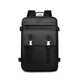 Modern Black Minimalist College Backpack for Students - Large Capacity Laptop Bag for University - Stylish Water-Resistant Techwear Rucksack