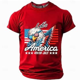 4 juillet 2026, 250e anniversaire Homme Drapeau américain T-shirt Manche Courte T-shirt Impression 3D Col ras du cou Chemise Patriotique Quotidien Festival Ble thumbnail 3