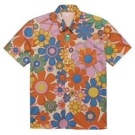 Retro vintage Jaren '70 Hemd Aloha-shirt Hippie Schijf Bloemig Gestreept Kostuum Voor heren Maskerade Vakantie Feest Prideparade Volwassenen Hemd